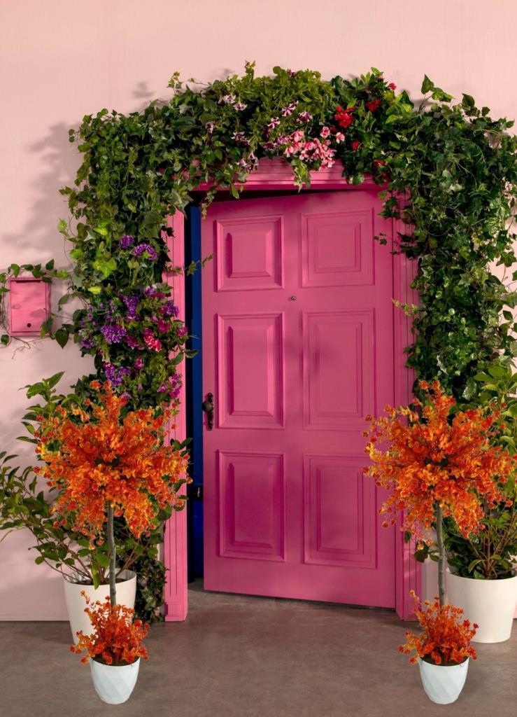 Yapay Ağaç Turuncu Top Kafalı Lotus Ağacı Beyaz Saksılı 90cm