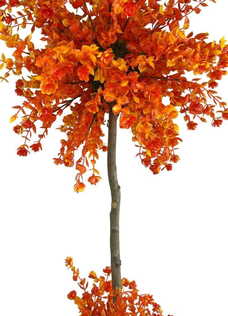 Yapay Ağaç Turuncu Top Kafalı Lotus Ağacı Beyaz Saksılı 90cm