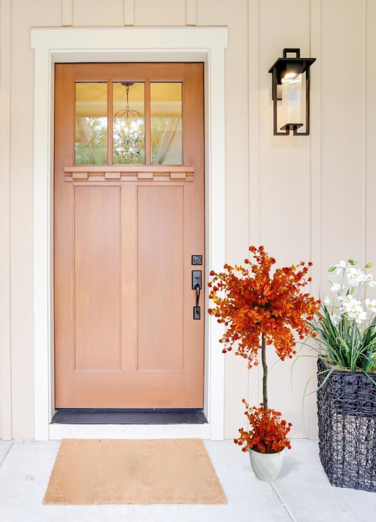 Yapay Ağaç Turuncu Top Kafalı Lotus Ağacı Beyaz Saksılı 90cm