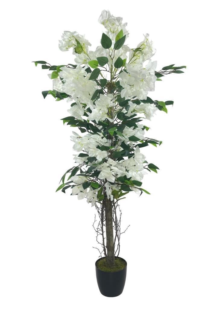 Yapay Ağaç Yapraklı Beyaz Begonvil Ağacı 120*55cm Doğal Görünümlü Yapay Ağaç 