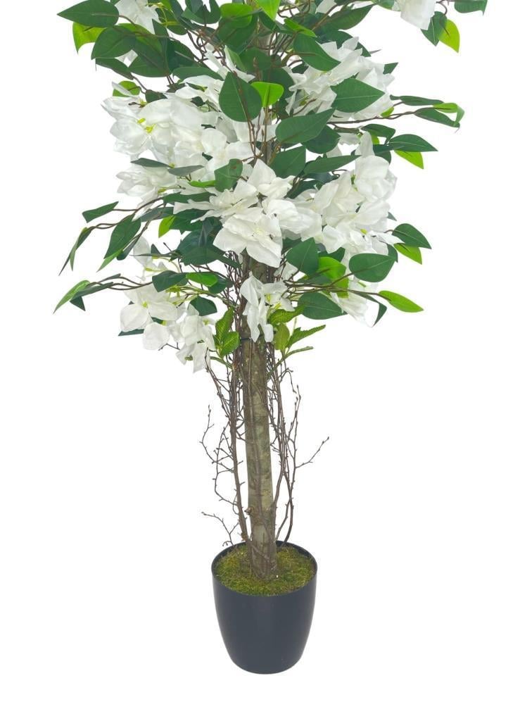 Yapay Ağaç Yapraklı Beyaz Begonvil Ağacı 120*55cm Doğal Görünümlü Yapay Ağaç 