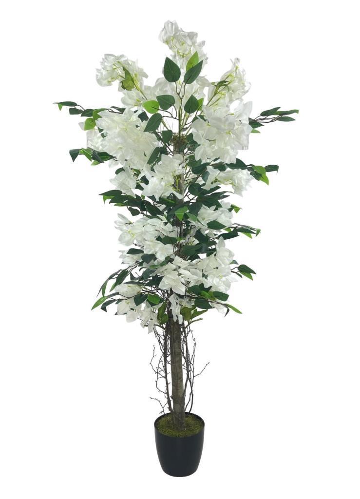 Yapay Ağaç Yapraklı Beyaz Begonvil Ağacı 120*55cm Doğal Görünümlü Yapay Ağaç 