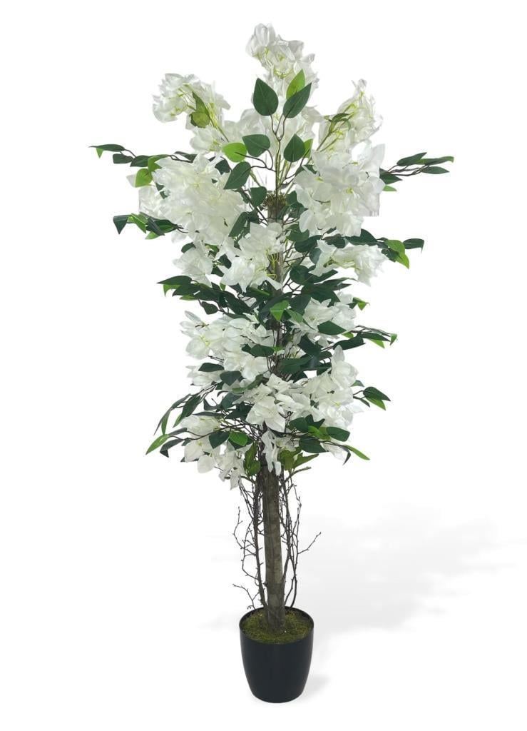 Yapay Ağaç Yapraklı Beyaz Begonvil Ağacı 120*55cm Doğal Görünümlü Yapay Ağaç 