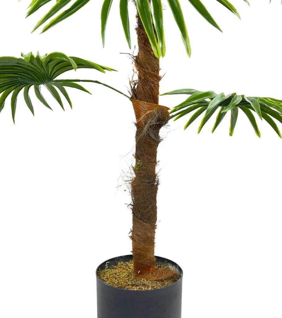 Yapay Ağaç Yelpaze Palmiye 8 Yaprak 85*55cm Siyah Aleminyum Saksı