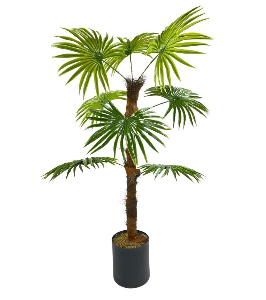 Yapay Ağaç Yelpaze Palmiye 8 Yaprak 85*55cm Siyah Aleminyum Saksı