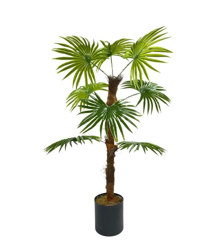 Yapay Ağaç Yelpaze Palmiye 8 Yaprak 85*55cm Siyah Aleminyum Saksı