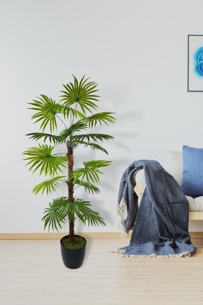 Yapay Ağaç Yelpaze Palmiye Fanpalm 16 Yaprak 115*55cm