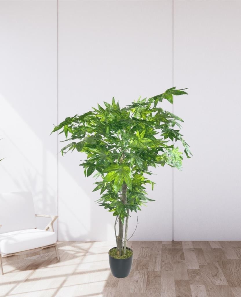 Yapay Ağaç Yeşil Çınar Ağacı100x70cm Siyah Plastik Saksılı