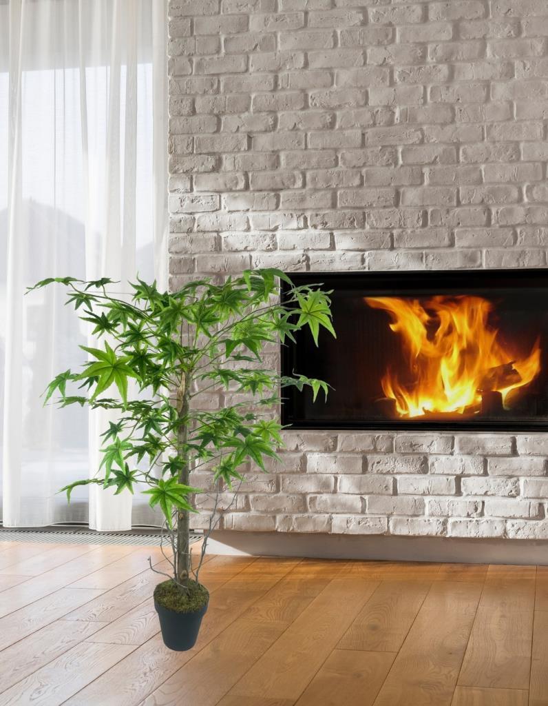 Yapay Ağaç Yeşil Japon Akçaağacı 100x70cm Siyah Plastik Saksılı