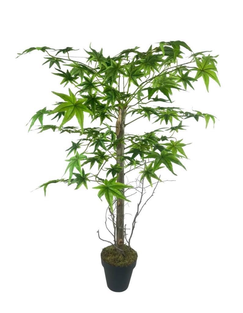 Yapay Ağaç Yeşil Japon Akçaağacı 100x70cm Siyah Plastik Saksılı