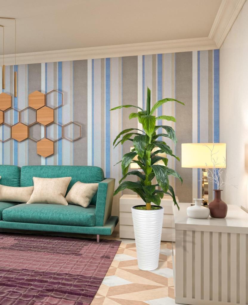 Yapay Ağaç Yukka Kılıç Çiçeği Beyaz Kumsal Vazoda 185*70 35 Yaprak