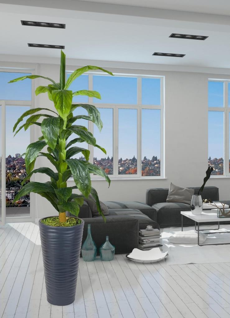 Yapay Ağaç Yukka Kılıç Çiçeği Siyah Kumsal Vazoda 185*70 35 Yaprak