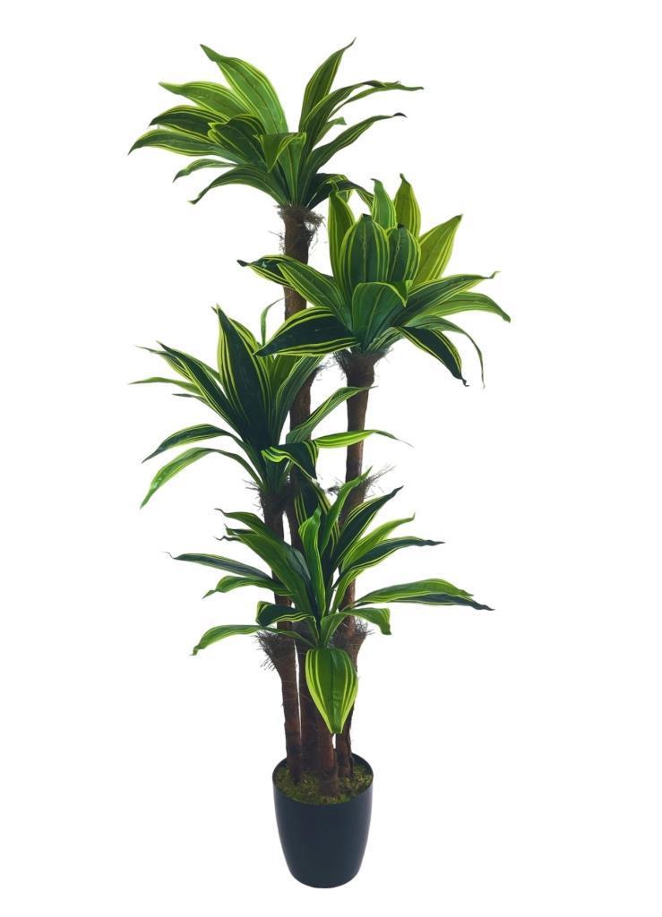 Yapay Ağaç Yukka Sarı Şeritli 4Katlı 150cm Salon Çiçeği Yapay Çiçek