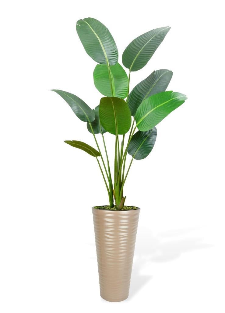 Yapay Ağacı Dore 57cm Uzun Kumsal Vazoda Muz Ağacı Yapay Starliçe 195cm 10 Yaprak