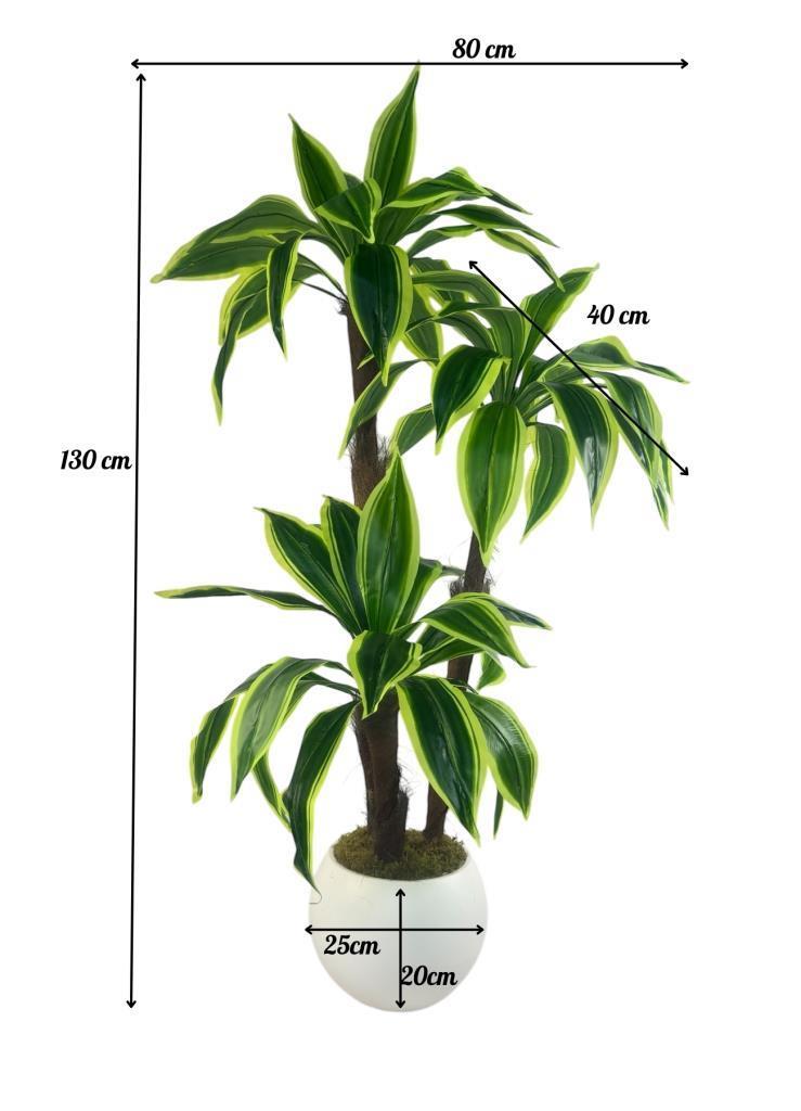 Yapay Ağacı Yukka Sarı Şeritli Draceena Ağacı Beyaz Küre Saksıda 100*50cm