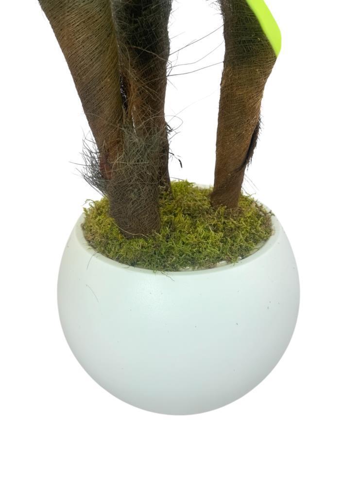 Yapay Ağacı Yukka Sarı Şeritli Draceena Ağacı Beyaz Küre Saksıda 100*50cm