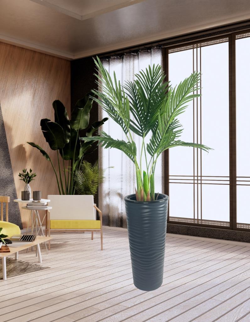 Yapay Areka Palmiye Ağacı Antrasit Kumsal Vazoda Yapay Ağaç 150cm 10 Yaprak