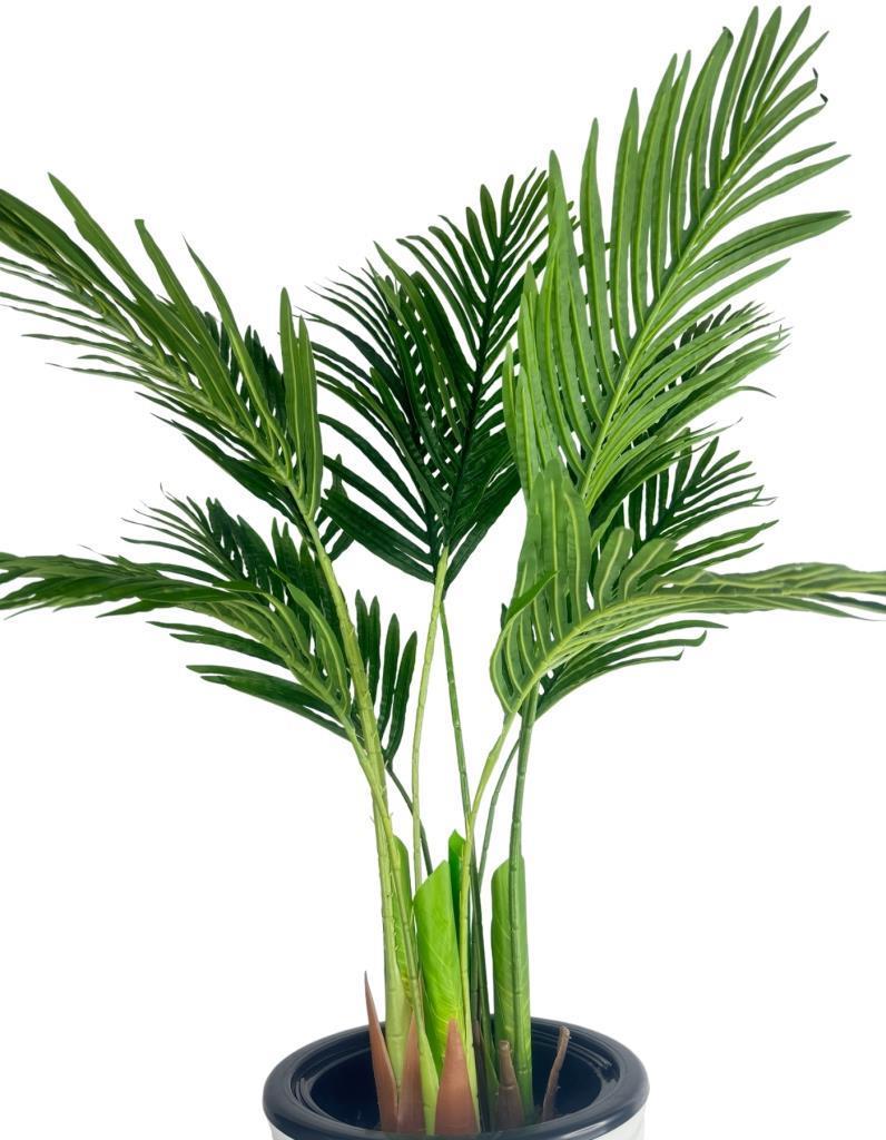 Yapay Areka Palmiye Ağacı Beyaz Kumsal Vazoda Yapay Ağaç 150cm 10 Yaprak