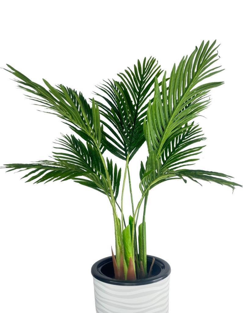 Yapay Areka Palmiye Ağacı Beyaz Kumsal Vazoda Yapay Ağaç 150cm 10 Yaprak