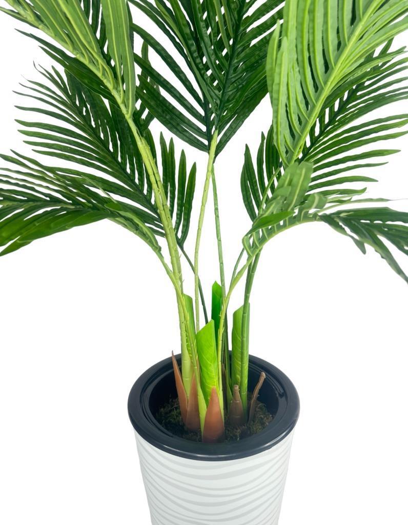 Yapay Areka Palmiye Ağacı Beyaz Kumsal Vazoda Yapay Ağaç 150cm 10 Yaprak