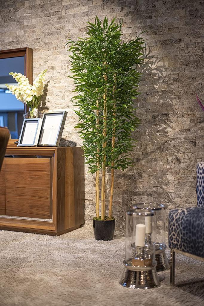Yapay Bambu Ağacı 210cm Siyah Saksılı 7 dallı