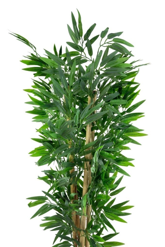 Yapay Bambu Ağacı 4 Dallı 125cm Yoğun Yapraklı Antrasit Küre Saksıda