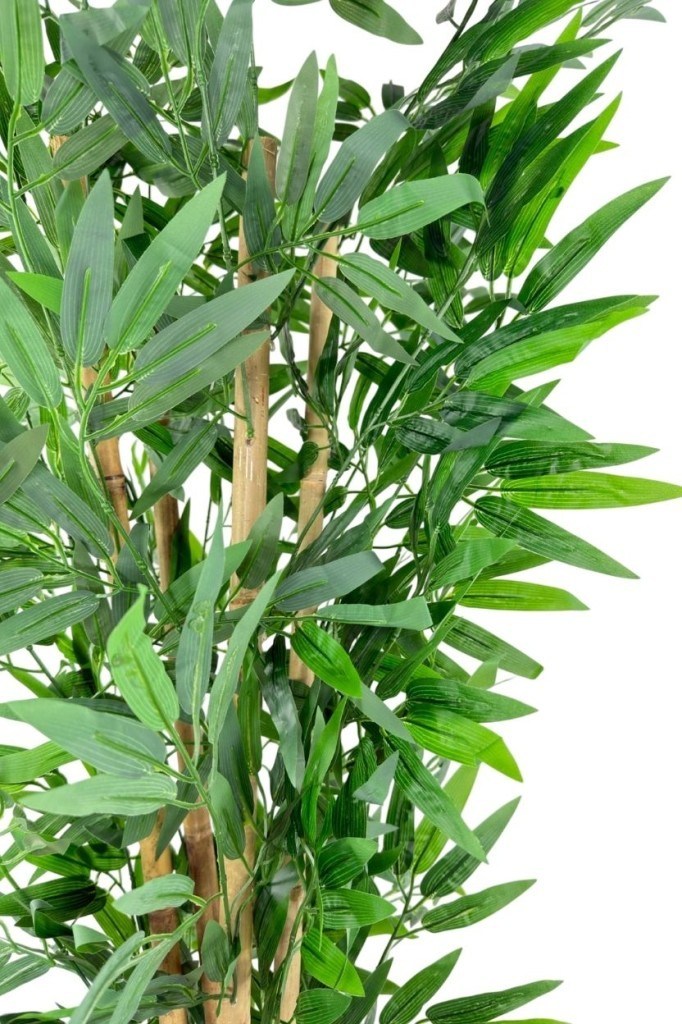 Yapay Bambu Ağacı 4 Dallı 125cm Yoğun Yapraklı Mokka Küre Saksıda