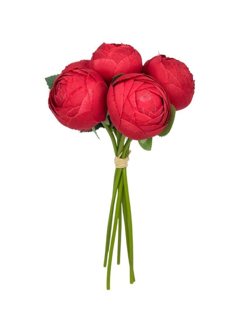 Yapay Çiçek 10lu Kırmızı Şakayık Demeti Erengül Gelin Buketi Çiçeği