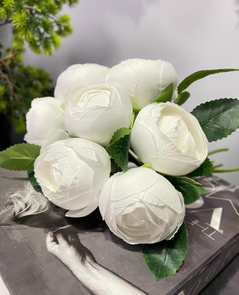 Yapay Çiçek 10lu Süt Beyaz Şakayık Demeti Erengül Gelin Buketi Çiçeği