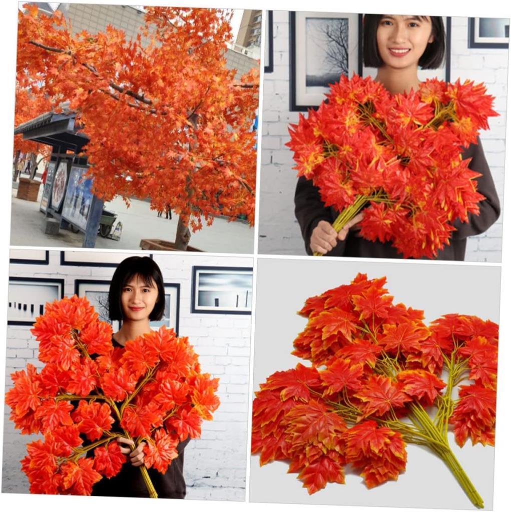 Yapay Çiçek 12 Li Set Sonbahar Hazan Çınar Yaprağı Yapay Ağaç Yaprağı