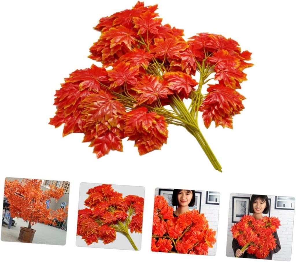 Yapay Çiçek 12 Li Set Sonbahar Hazan Çınar Yaprağı Yapay Ağaç Yaprağı