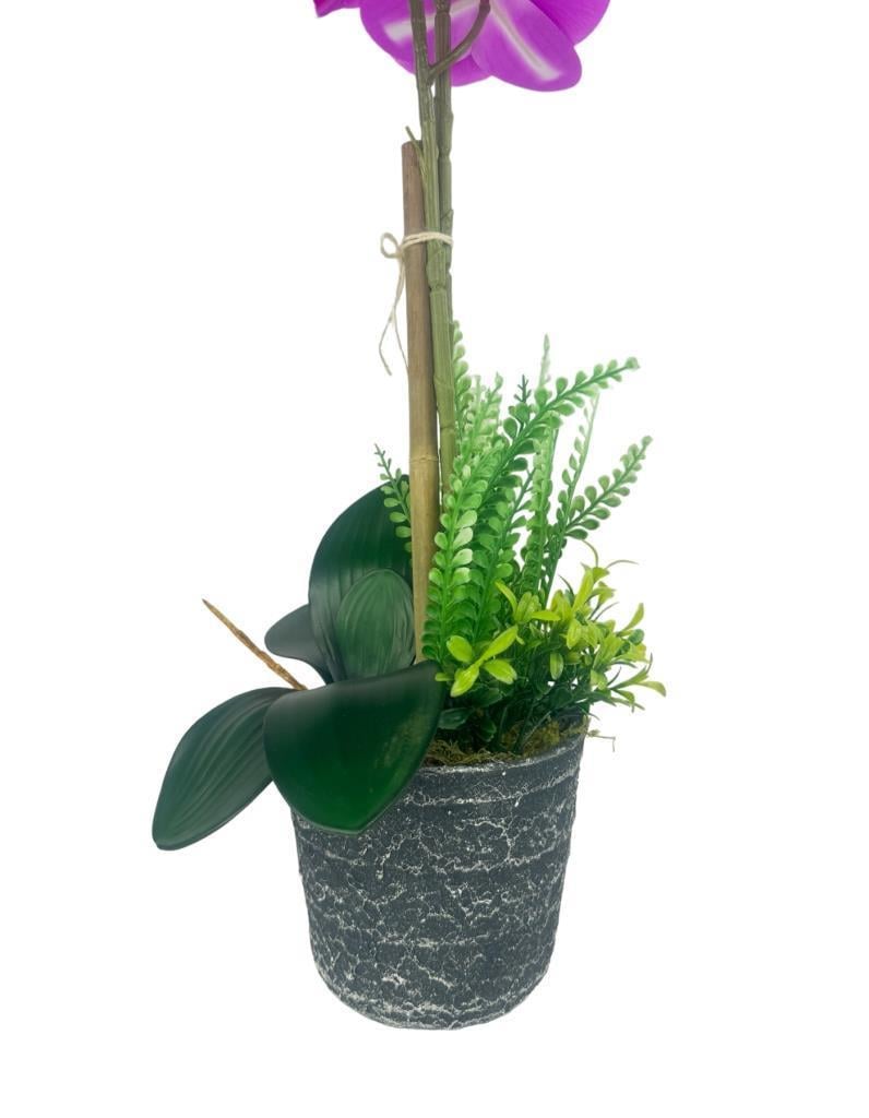 Yapay Çiçek 2li Fuşya Islak Orkide Seramik Saksıda Orkide 60cm