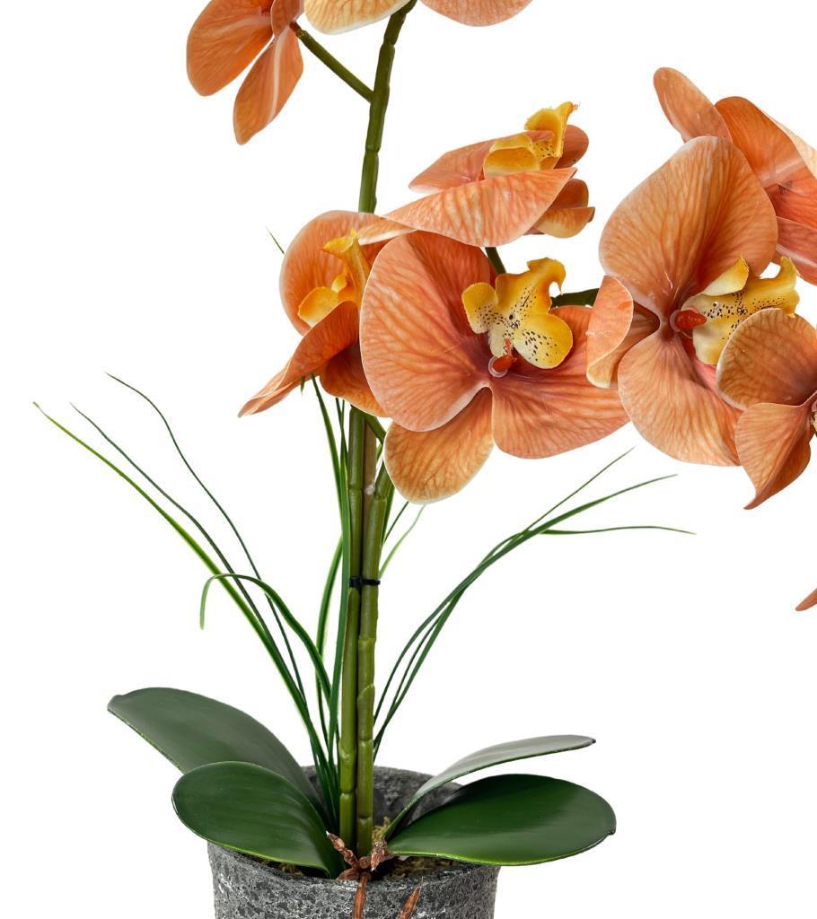 Yapay Çiçek 2li Somon Islak Orkide Seramik Saksıda Orkide 60cm