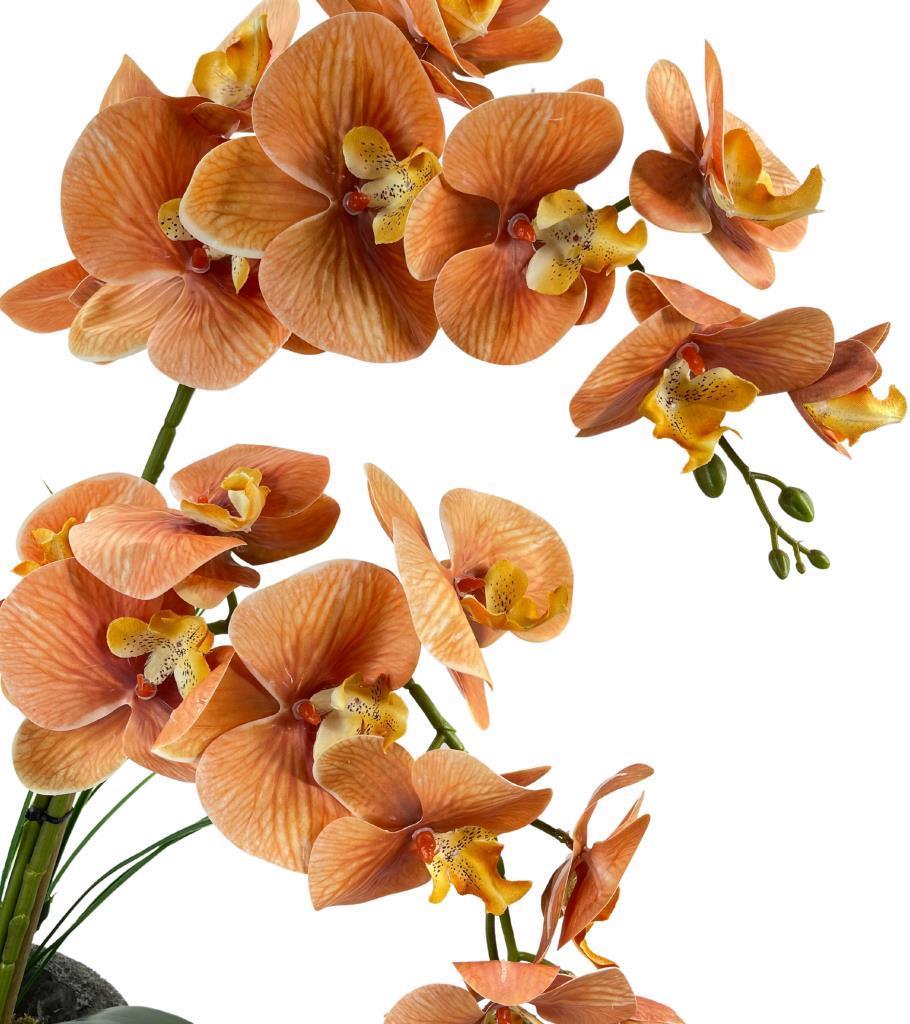 Yapay Çiçek 2li Somon Islak Orkide Seramik Saksıda Orkide 60cm