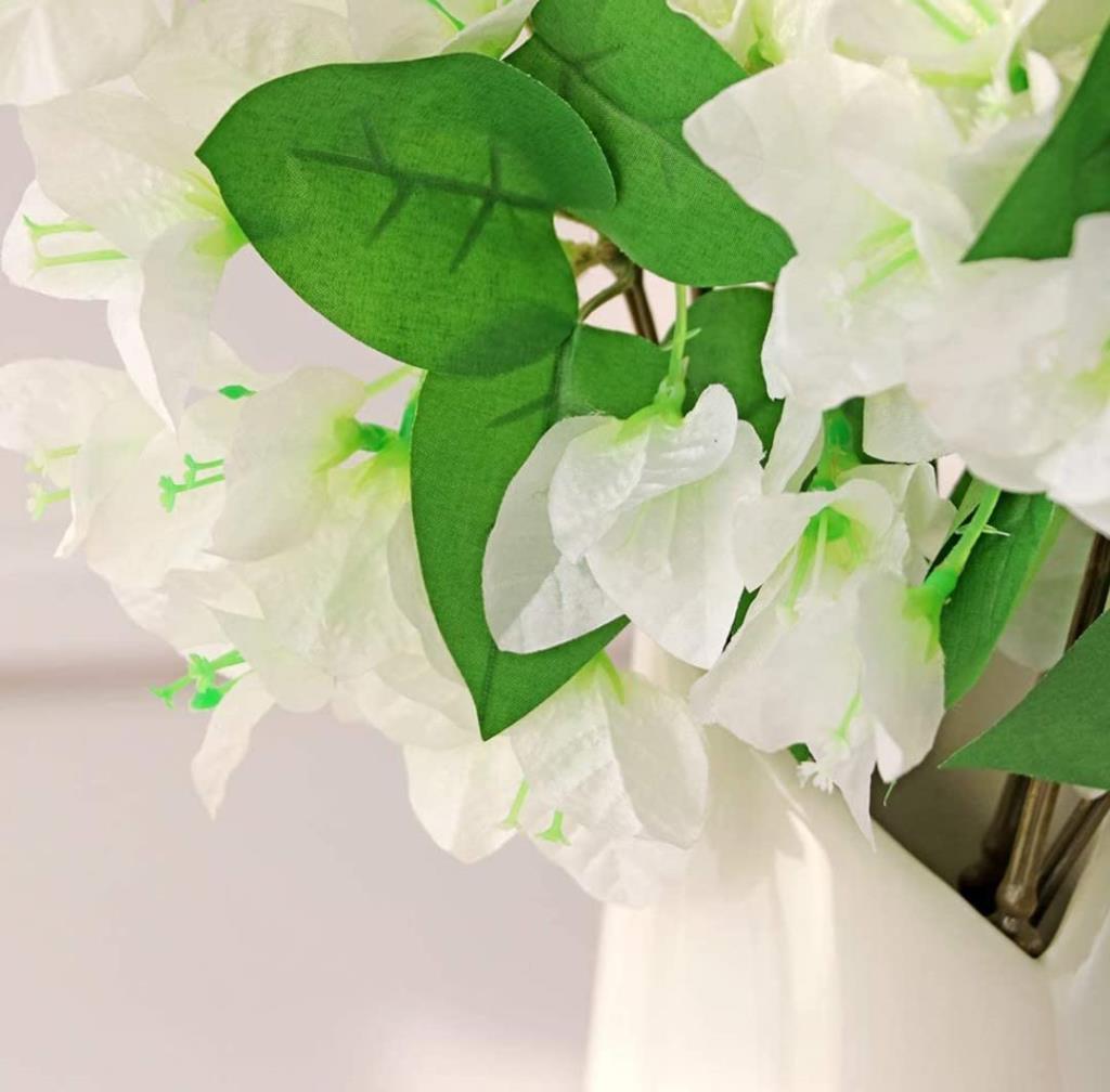 Yapay Çiçek 3Dal Begonvil Çiçeği Beyaz 80cm Tek Dal Bodrum Çiçeği Sarkan Çiçek