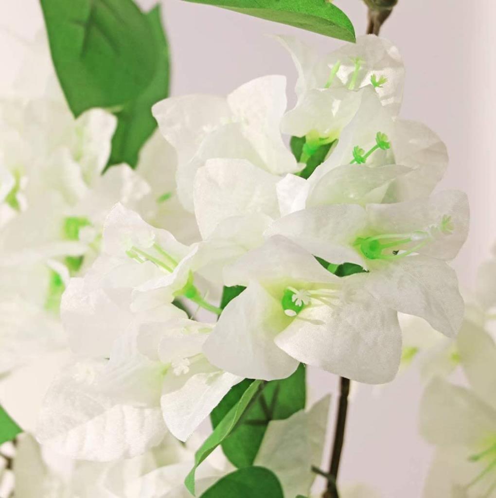 Yapay Çiçek 3Dal Begonvil Çiçeği Beyaz 80cm Tek Dal Bodrum Çiçeği Sarkan Çiçek