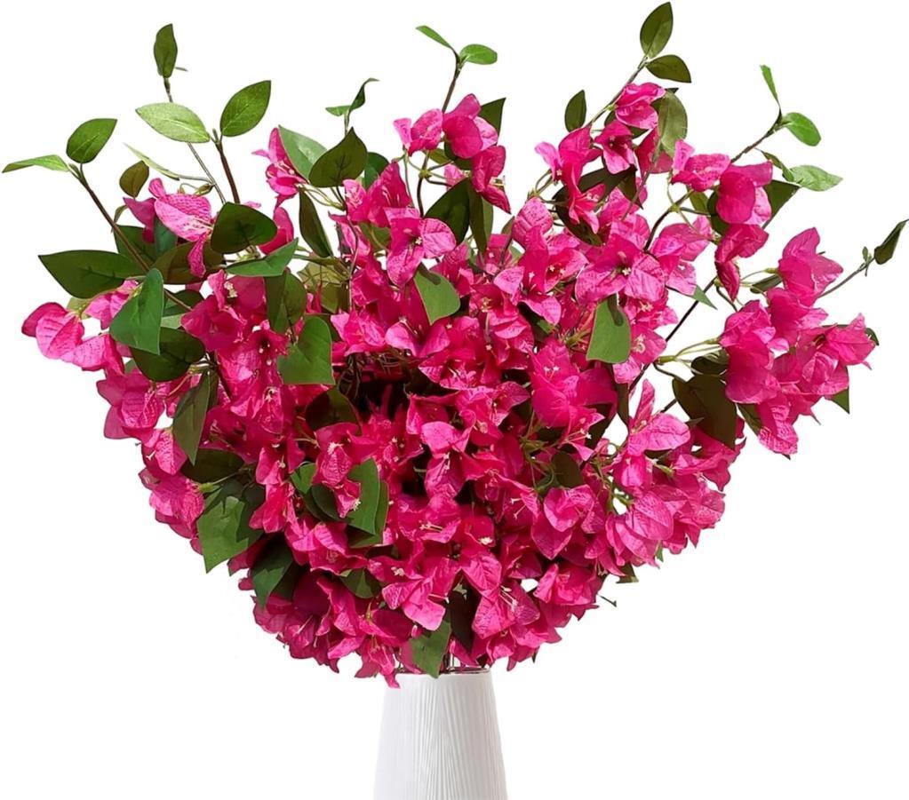 Yapay Çiçek 3Dal Begonvil Çiçeği Fuşya 80cm Tek Dal Bodrum Çiçeği Sarkan Çiçek