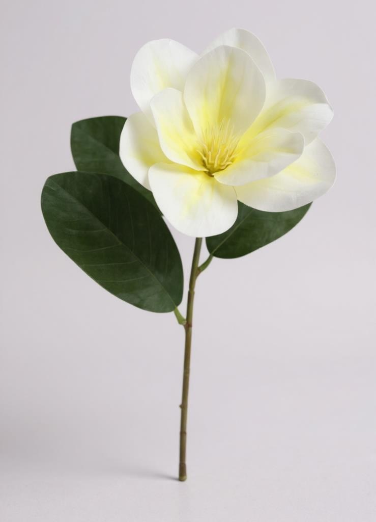 Yapay Çiçek 3Dallı Buket Manolya Gerçek Dokulu Magnolia 32cm KREM