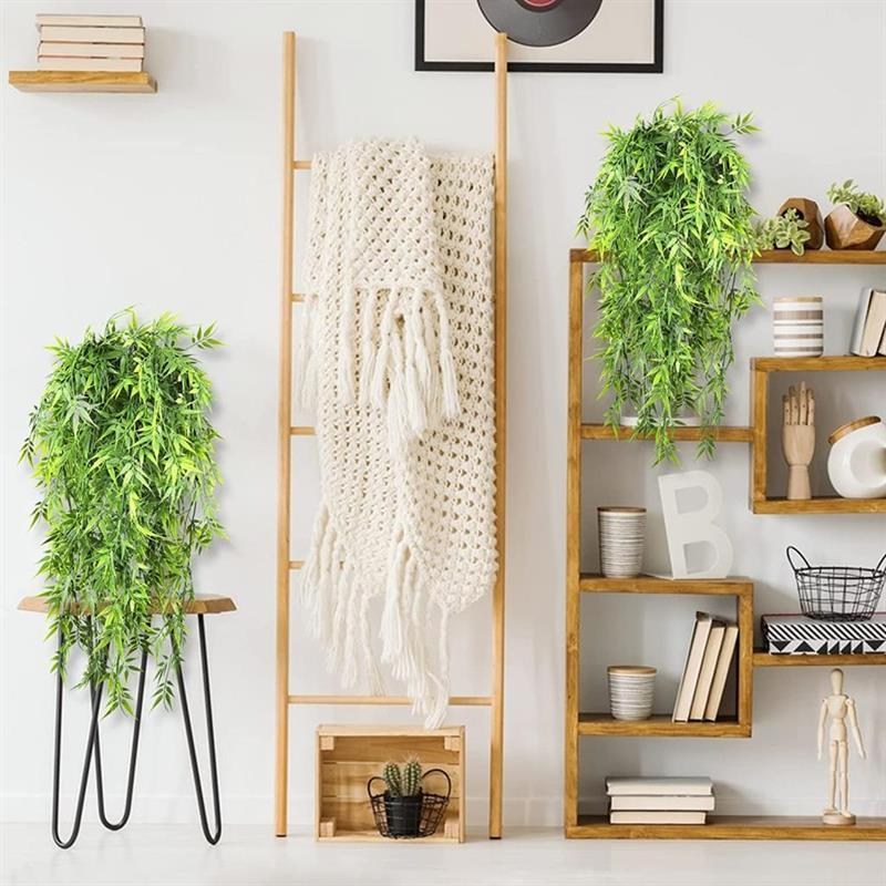 Yapay Çiçek 4Lü Set Sarkan Boston Fejka Bambu Şimşir 60cm 5Dallı Yapay Sarmaşık Yeşil 