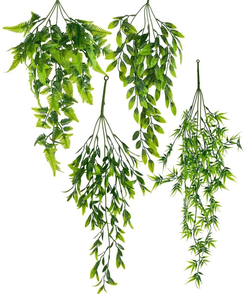 Yapay Çiçek 4Lü Set Sarkan Boston Fejka Bambu Şimşir 60cm 5Dallı Yapay Sarmaşık Yeşil 