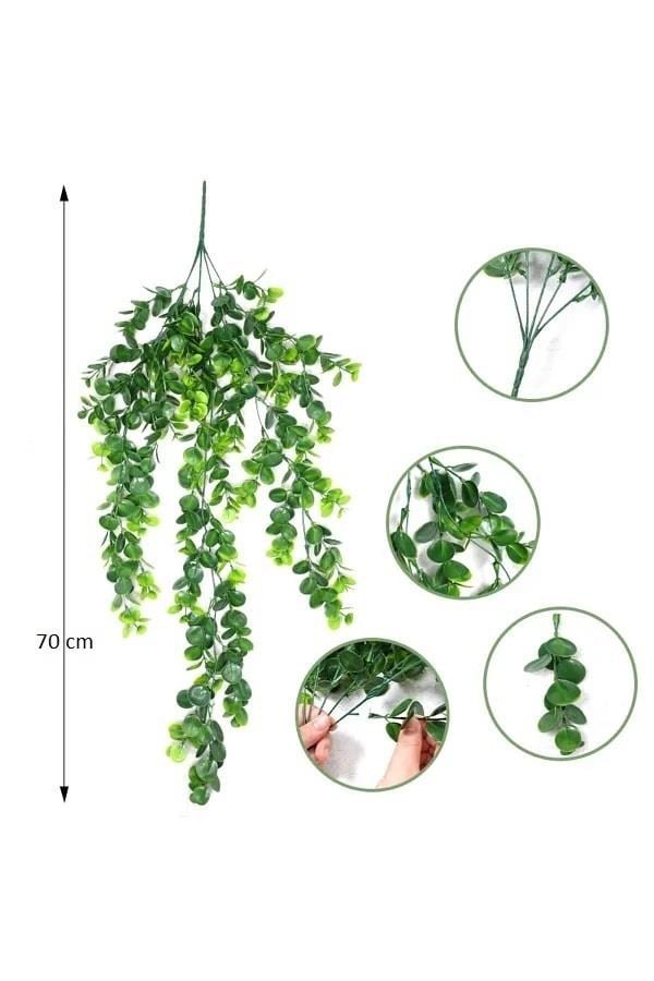 Yapay Çiçek 5dal Sarkan Okaliptus Şimşir Yapay Sarmaşık 70cm