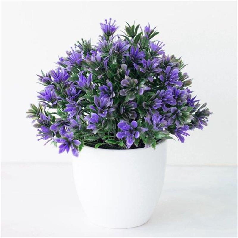 Yapay Çiçek 6 Adet Beyaz Saksıda Dolgun Plastik Mini Lotus Çiçeği Karışık Renkler 