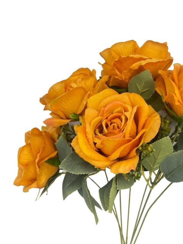 Yapay Çiçek 7li Gül Demeti 40*30cm 1.Kalite Büyükboy HARDAL