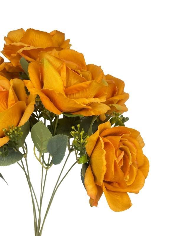 Yapay Çiçek 7li Gül Demeti 40*30cm 1.Kalite Büyükboy HARDAL
