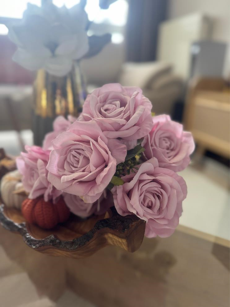 Yapay Çiçek 7li Gül Demeti 40*30cm 1.Kalite Büyükboy SOFT LİLA