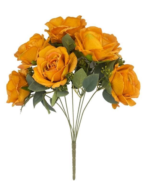 Yapay Çiçek 7li Gül Demeti 40*30cm 1.Kalite Büyükboy HARDAL