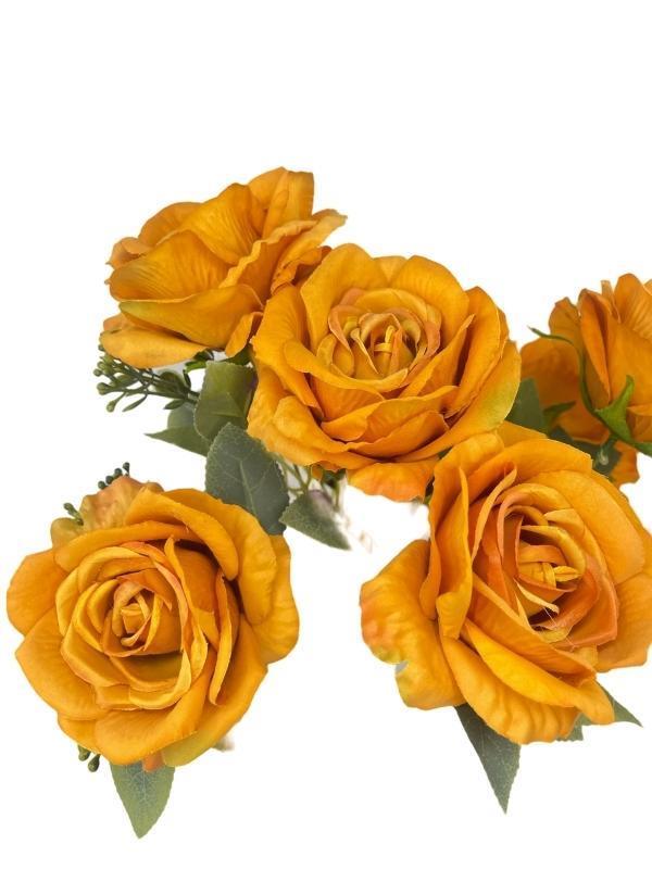 Yapay Çiçek 7li Gül Demeti 40*30cm 1.Kalite Büyükboy HARDAL