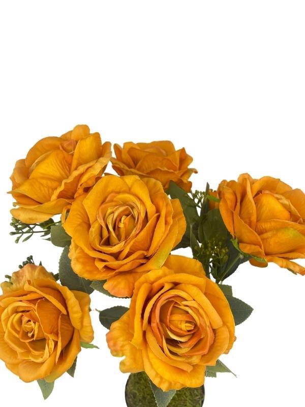 Yapay Çiçek 7li Gül Demeti 40*30cm 1.Kalite Büyükboy HARDAL