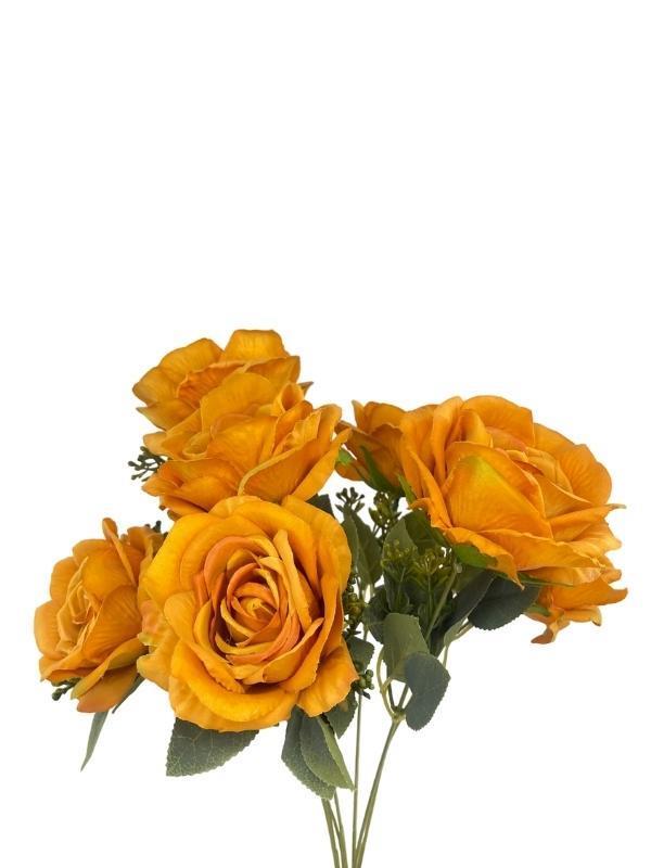 Yapay Çiçek 7li Gül Demeti 40*30cm 1.Kalite Büyükboy HARDAL