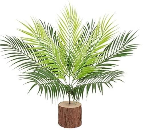 Yapay Çiçek 9 Dallı Areka Ahşap Kütük Saksılı Palmiye Ağacı Salon Bitkisi 45 cm